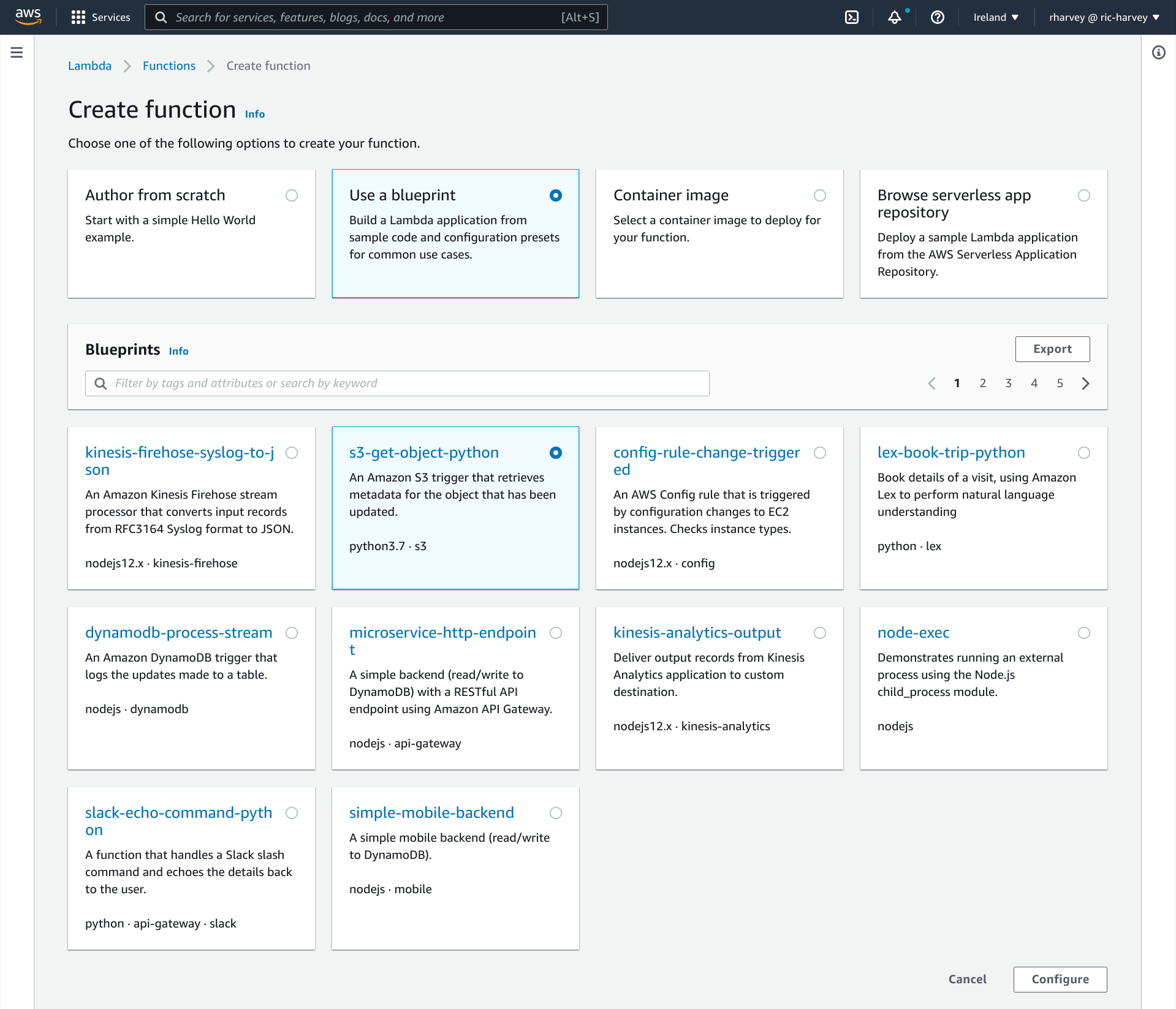 Configure the blueprint