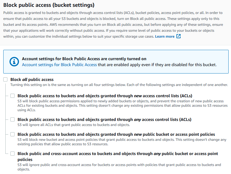 The public block policies disabled